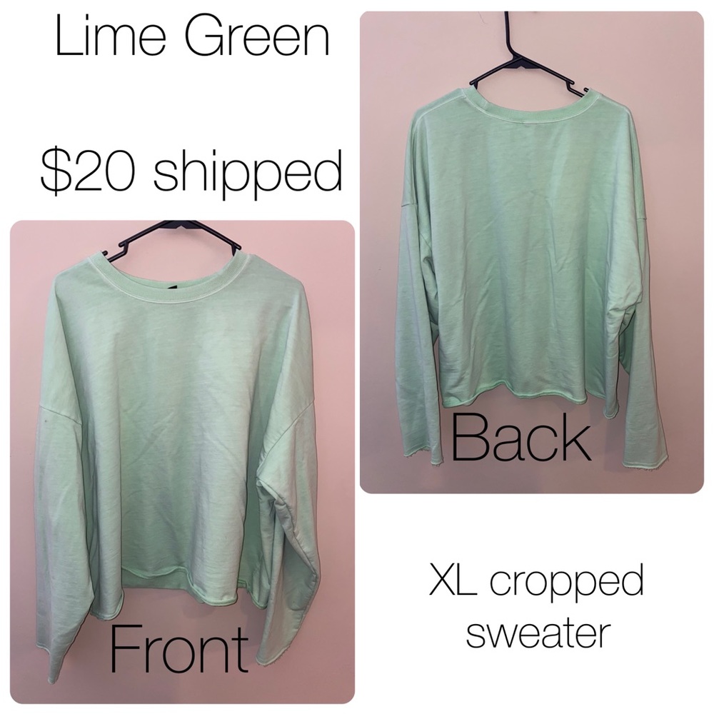 Lime green cropped sweater